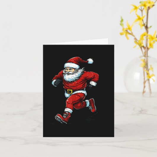 Carte Santa Running Cross Country Xc Runner Christmas Xm (Fleur jaune)