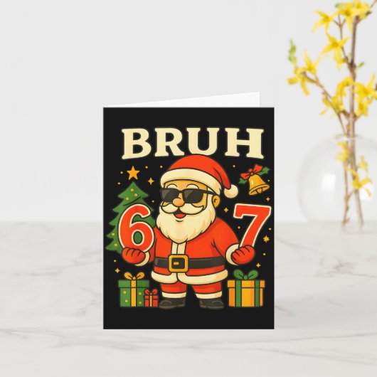 Carte Santa Says 67 Bruh Santa Funny Pajamas 67 Meme Chr (Fleur jaune)