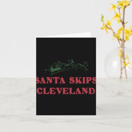 Carte Santa Skips Cleveland Funny Santa Reindeer Xmas Ch (Fleur jaune)