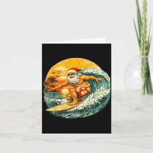Carte Santa surfant Xmas en juillet Plage Noël en juin