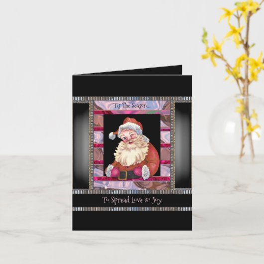 Carte Santa Wink Élégant Noël (Fleur jaune)