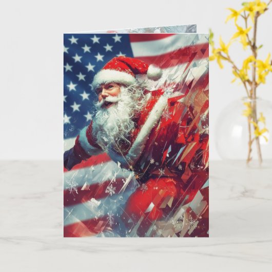 Carte Santa Wishes you a Star Spangled Holiday (Fleur jaune)