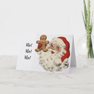 Carte Santa With Gingerbread Man Christmas Card