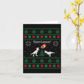 Carte Santaaa Dinosaur Doudou de Noël moche (Fleur jaune)
