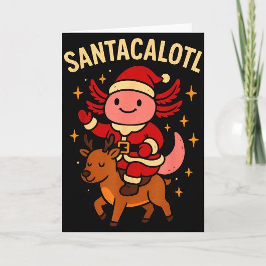Carte Santacalotl Santa Claus Cute Axolotl Snow Reindeer (Devant)