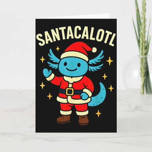 Carte Santacalotl Santa Claus Cute Blue Axolotl New Year (Devant)