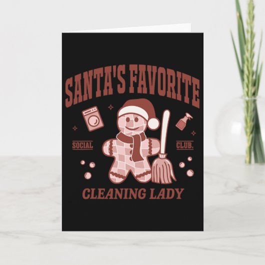 Carte Santa's Favorite Cleaning Lady Christmas Retro Hou (Devant)