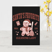 Carte Santa's Favorite Cleaning Lady Christmas Retro Hou (Fleur jaune)