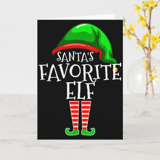 Carte Santa's Favorite Elf Group Matching Family Christm (Fleur jaune)