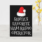 Carte Santa's Favorite Ham Radio Operator Christmas Hat  (Fleur jaune)