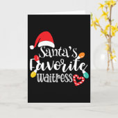 Carte Santa's Favorite Waitress Christmas Lights Santa H (Fleur jaune)