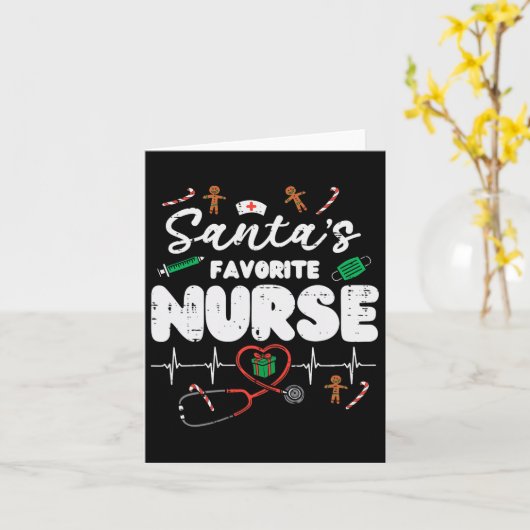 Carte Santas Infirmière préférée Noël Noël Noël Noël Noë (Fleur jaune)