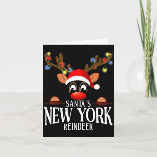 Carte Santas New York Reindeer Funny Xmas Matching Pjs  (Devant)