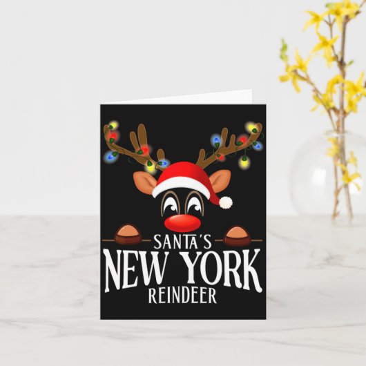 Carte Santas New York Reindeer Funny Xmas Matching Pjs  (Fleur jaune)