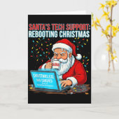 Carte Santa's Tech Suprt_ Rebooting Christmas Funny (Fleur jaune)