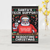 Carte Santa's Tech Suprt Rebooting Christmas Ugly Santa (Fleur jaune)