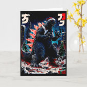 Carte Santazilla Japanese Monster Kaiju Dinosaur Christm (Fleur jaune)