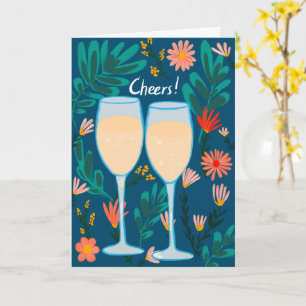 Carte Santé! Fleurs de Champagne au vin mousseux Fêtes