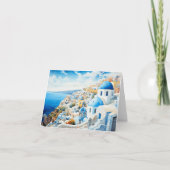 Carte Santorini Aquarelle Peinture Design. (Devant)