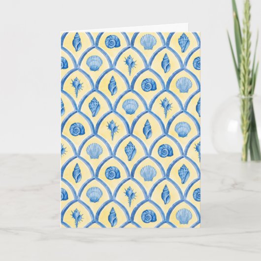Carte Santorini Shells Yellow Blue Watercolor Stationery (Devant)