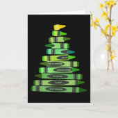 Carte Sapin de crayons de Noël pour enseignant (Fleur jaune)