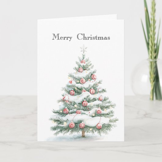 Carte Sapin de Noël à la menthe poivrée (Devant)