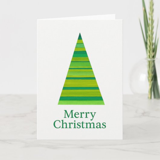Carte Sapin de Noël à rayures à l'aquarelle (Devant)