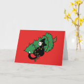 Carte Sapin de Noël au chat smoking (Fleur jaune)