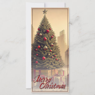 Carte Sapin de Noël au milieu des ruines Joyeux Noël