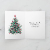 Carte Sapin de Noël aux ornements rouges et à l'étoile (Intérieur)
