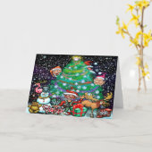 Carte Sapin de Noël avec décorations (Fleur jaune)
