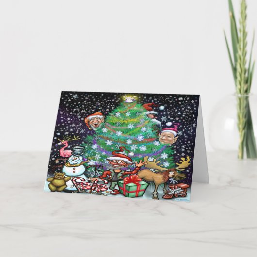Carte Sapin de Noël avec décorations (Devant)