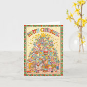 Carte Sapin de Noël avec Étoiles (Fleur jaune)