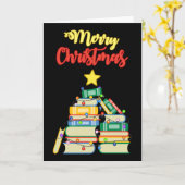 Carte Sapin de Noël bibliophile II (Fleur jaune)