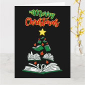 Carte Sapin de Noël Bibliophile III (Fleur jaune)