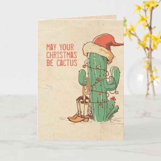 Carte Sapin de Noël cactus (Fleur jaune)