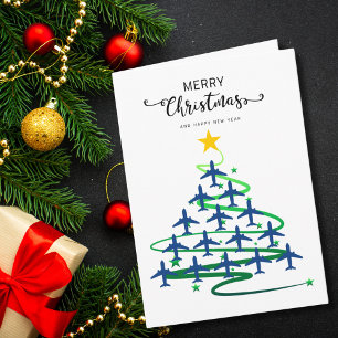 Carte Sapin de Noël d'avions, Photo minimaliste