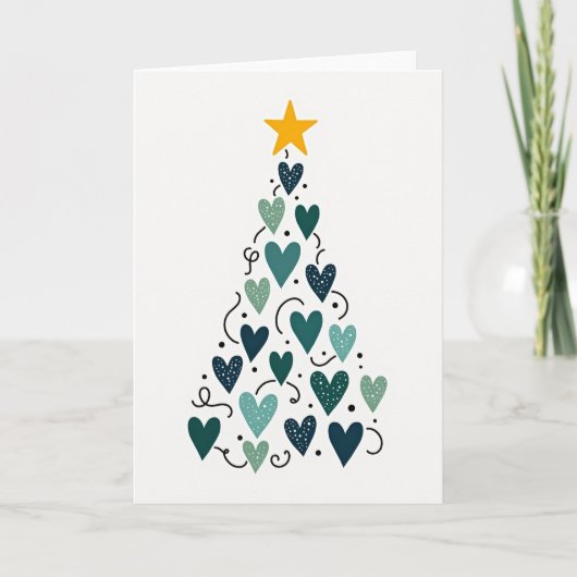 Carte Sapin de Noël de Coeurs (Devant)