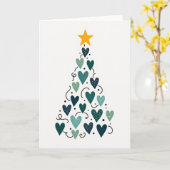 Carte Sapin de Noël de Coeurs (Fleur jaune)