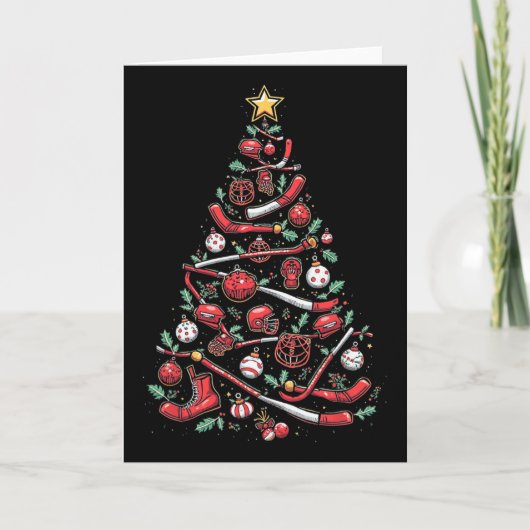 Carte Sapin de Noël de hockey (Devant)