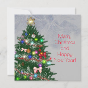 Carte Sapin de Noël décoré de manière colorée et décontr