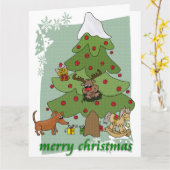 Carte Sapin de Noël drôle (Fleur jaune)