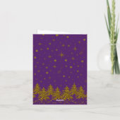 Carte Sapin de Noël en or scintillant, étoiles, neige su (Dos)