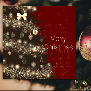 Carte Sapin de Noël en sépia et rouge