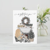 Carte Sapin de Noël Entreprise à carreaux Gingham Noir (Debout devant)