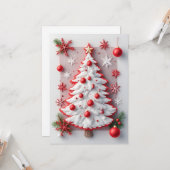 Carte Sapin de Noël festivement décoré (Devant/Arrière en situation)