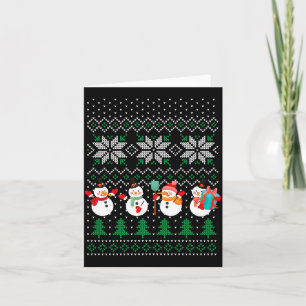 Carte Sapin de Noël laid Bonhomme de neige Père Noël Nou