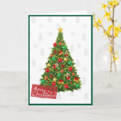 Carte Sapin de Noël plié élégant tendance non photo (Fleur jaune)