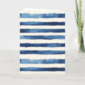 Carte Sapin de Noël Rayures Bleu Or Argenté   (Dos)