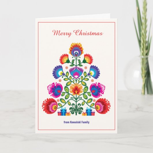 Carte 🎄Sapin de Noël - style folklore (Devant)